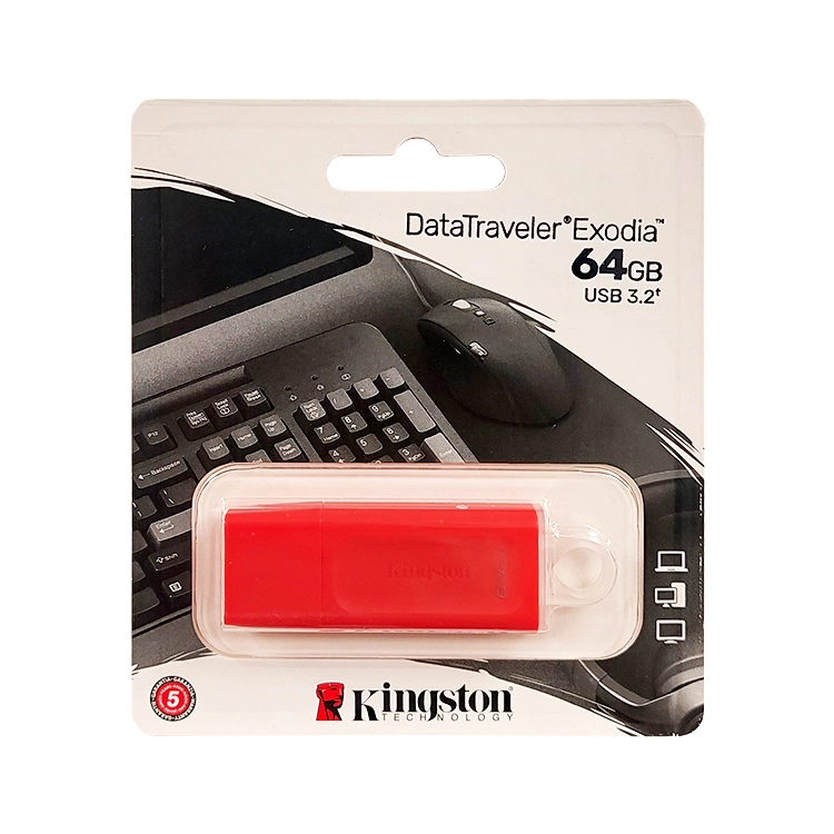 Pendrive Kingston 64 GB 3.2 DTX Exodia Rojo Art.KC-U2G64-7GR